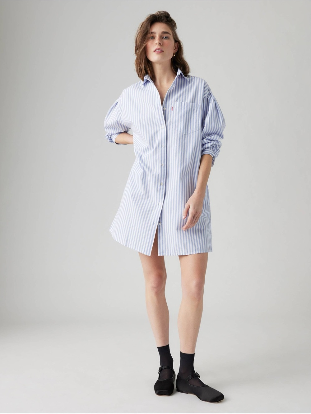 Levi's Light Blue & White Striped Shirt Dress